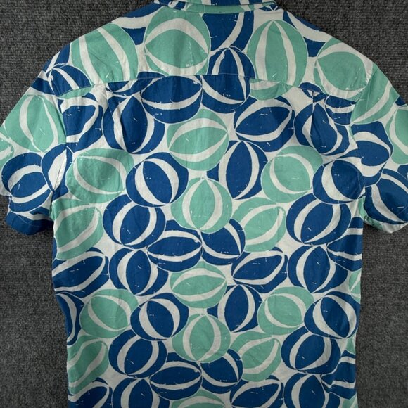 NWT J Crew Men Large Blue Geometric Beach Theme Short Sleeve Button Up Shirt - Picture 14 of 14